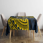 Personalised North Queensland Cowboys Tablecloth Polynesian Tribal Art Style With Powerful Blue Heeler Mascot