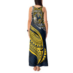 Personalised North Queensland Cowboys Tank Maxi Dress Polynesian Tribal Art Style With Powerful Blue Heeler Mascot