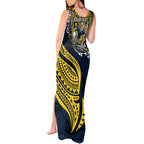 Personalised North Queensland Cowboys Tank Maxi Dress Polynesian Tribal Art Style With Powerful Blue Heeler Mascot