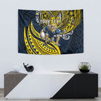 Personalised North Queensland Cowboys Tapestry Polynesian Tribal Art Style With Powerful Blue Heeler Mascot