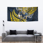Personalised North Queensland Cowboys Tapestry Polynesian Tribal Art Style With Powerful Blue Heeler Mascot
