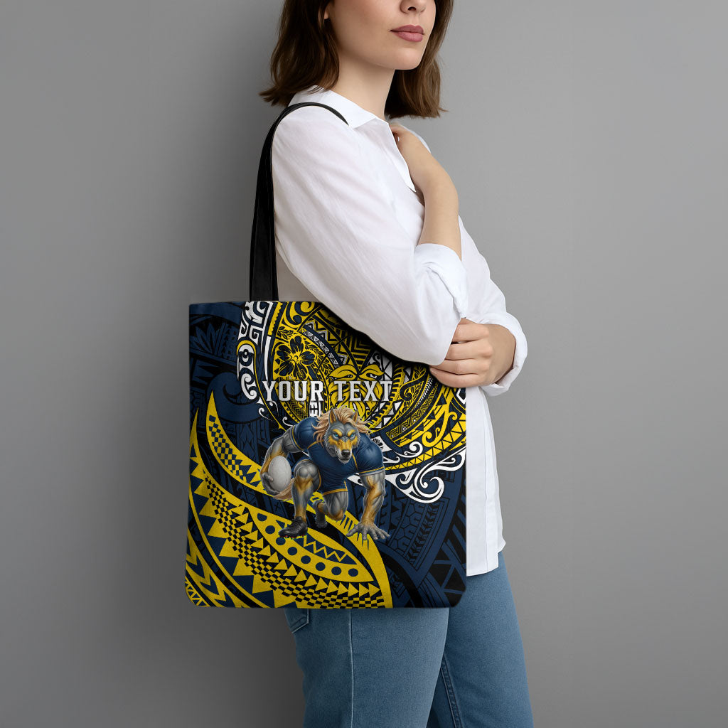 Personalised North Queensland Cowboys Tote Bag Polynesian Tribal Art Style With Powerful Blue Heeler Mascot