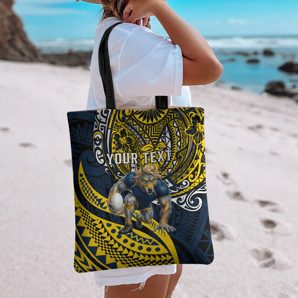 Personalised North Queensland Cowboys Tote Bag Polynesian Tribal Art Style With Powerful Blue Heeler Mascot