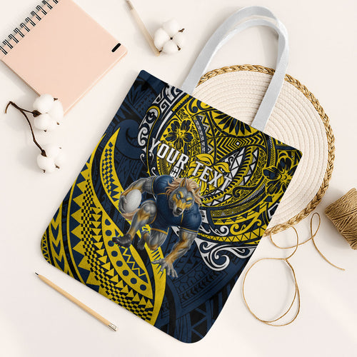 Personalised North Queensland Cowboys Tote Bag Polynesian Tribal Art Style With Powerful Blue Heeler Mascot