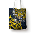 Personalised North Queensland Cowboys Tote Bag Polynesian Tribal Art Style With Powerful Blue Heeler Mascot