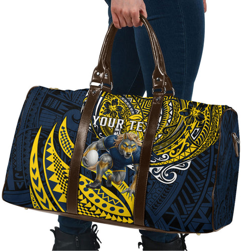 Personalised North Queensland Cowboys Travel Bag Polynesian Tribal Art Style With Powerful Blue Heeler Mascot