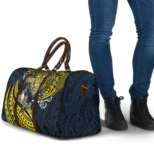 Personalised North Queensland Cowboys Travel Bag Polynesian Tribal Art Style With Powerful Blue Heeler Mascot
