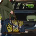 Personalised North Queensland Cowboys Travel Bag Polynesian Tribal Art Style With Powerful Blue Heeler Mascot