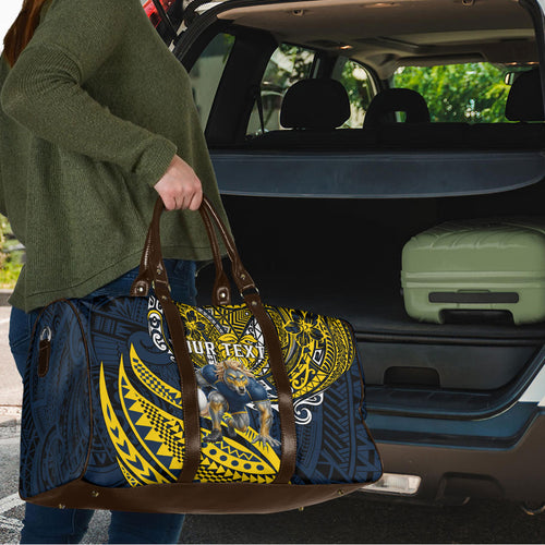Personalised North Queensland Cowboys Travel Bag Polynesian Tribal Art Style With Powerful Blue Heeler Mascot