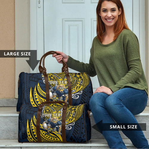 Personalised North Queensland Cowboys Travel Bag Polynesian Tribal Art Style With Powerful Blue Heeler Mascot
