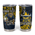 Personalised North Queensland Cowboys Tumbler Cup Polynesian Tribal Art Style With Powerful Blue Heeler Mascot