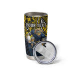 Personalised North Queensland Cowboys Tumbler Cup Polynesian Tribal Art Style With Powerful Blue Heeler Mascot
