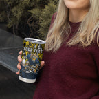 Personalised North Queensland Cowboys Tumbler Cup Polynesian Tribal Art Style With Powerful Blue Heeler Mascot