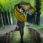 Personalised North Queensland Cowboys Umbrella Polynesian Tribal Art Style With Powerful Blue Heeler Mascot