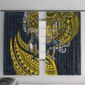 Personalised North Queensland Cowboys Window Curtain Polynesian Tribal Art Style With Powerful Blue Heeler Mascot