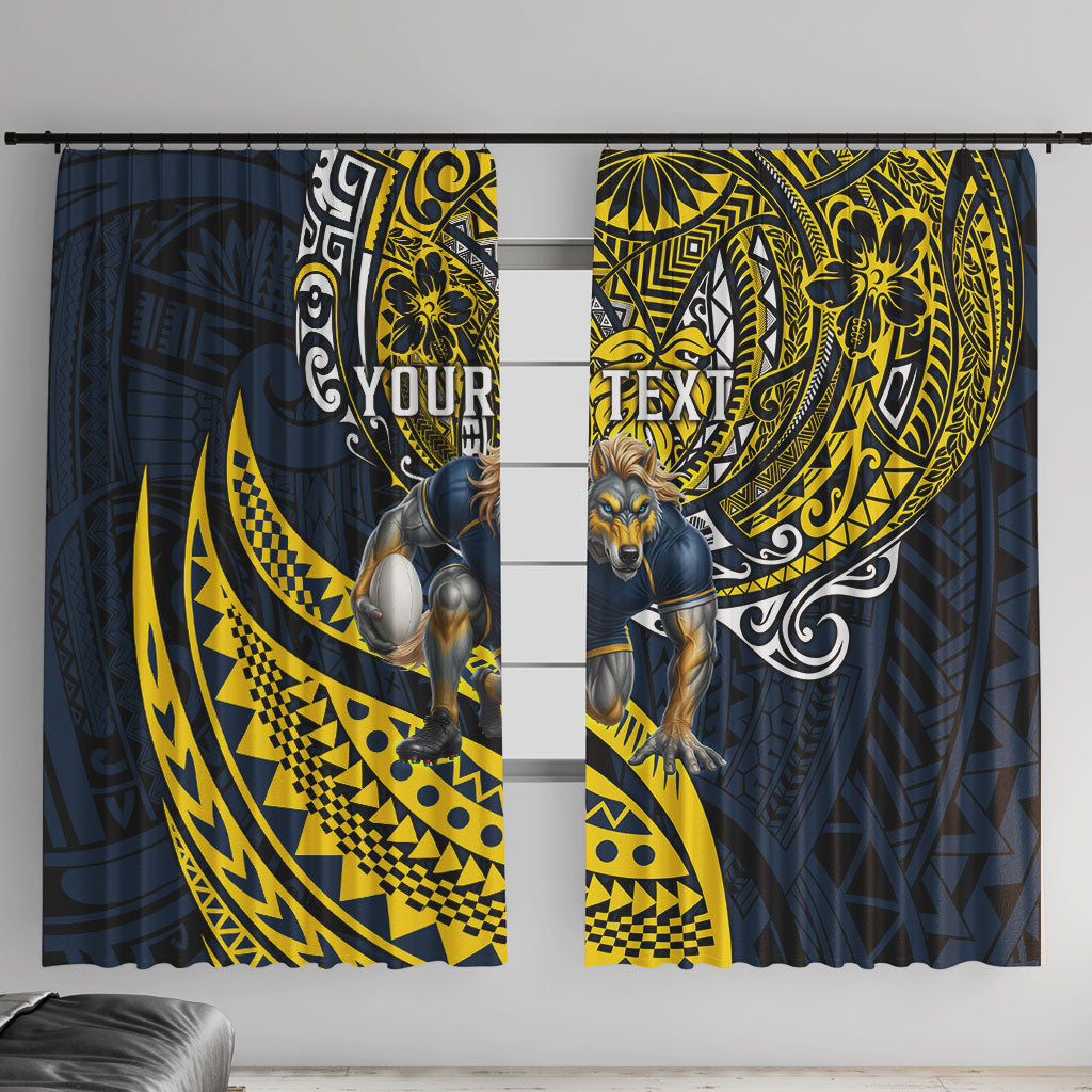 Personalised North Queensland Cowboys Window Curtain Polynesian Tribal Art Style With Powerful Blue Heeler Mascot