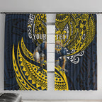 Personalised North Queensland Cowboys Window Curtain Polynesian Tribal Art Style With Powerful Blue Heeler Mascot