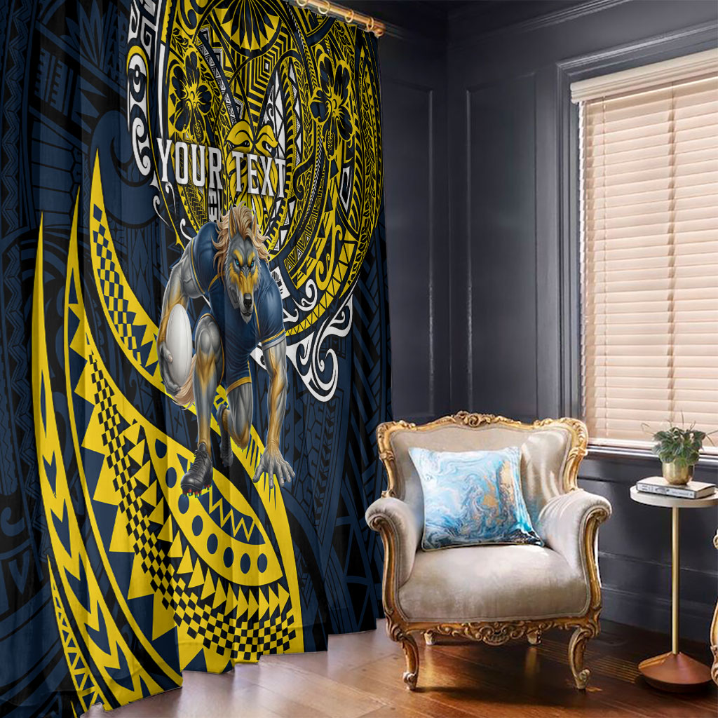 Personalised North Queensland Cowboys Window Curtain Polynesian Tribal Art Style With Powerful Blue Heeler Mascot