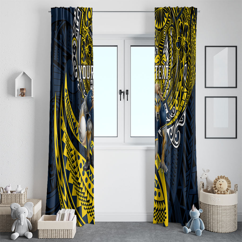 Personalised North Queensland Cowboys Window Curtain Polynesian Tribal Art Style With Powerful Blue Heeler Mascot