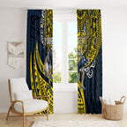 Personalised North Queensland Cowboys Window Curtain Polynesian Tribal Art Style With Powerful Blue Heeler Mascot