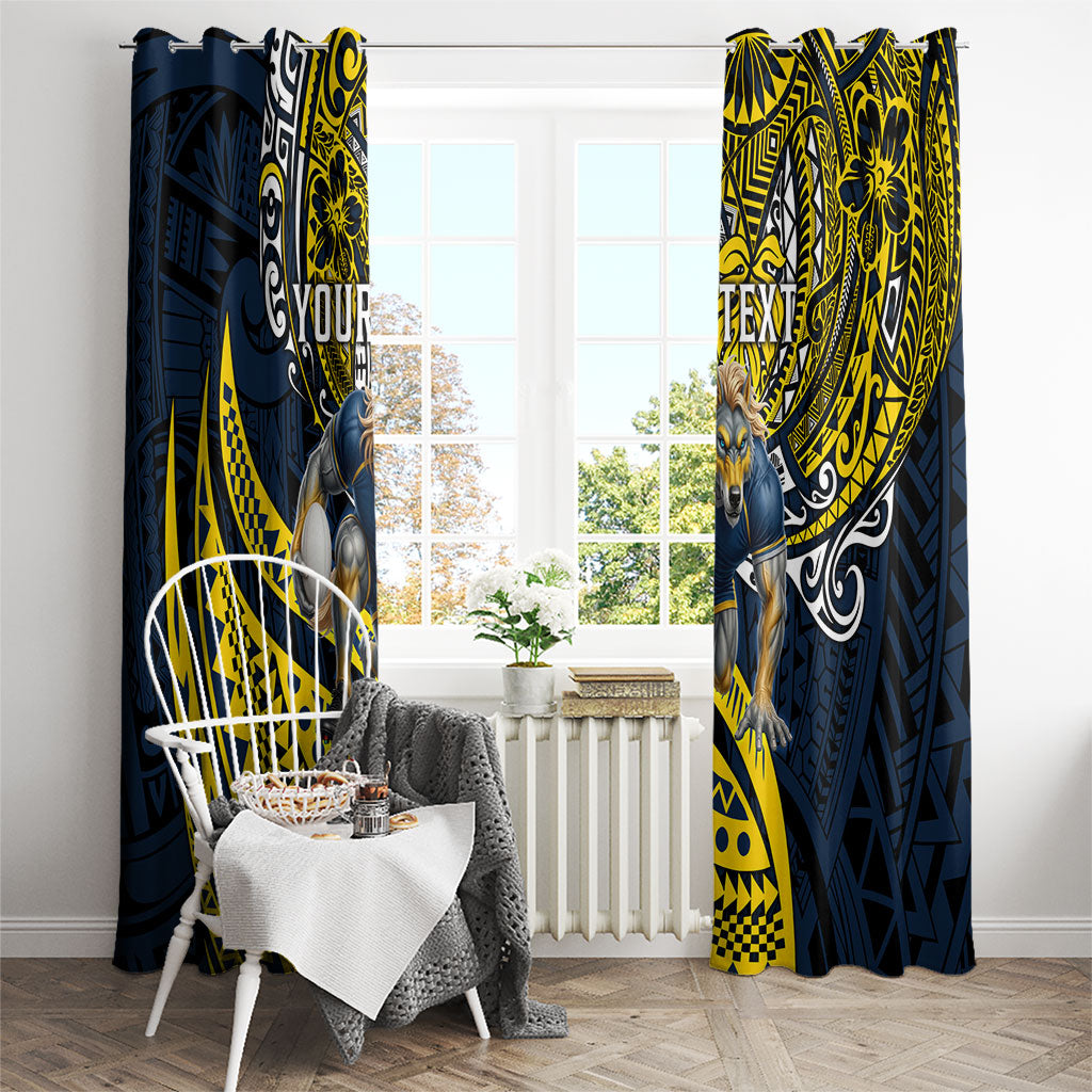 Personalised North Queensland Cowboys Window Curtain Polynesian Tribal Art Style With Powerful Blue Heeler Mascot
