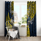 Personalised North Queensland Cowboys Window Curtain Polynesian Tribal Art Style With Powerful Blue Heeler Mascot