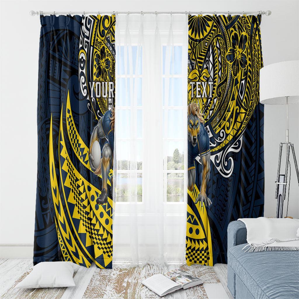 Personalised North Queensland Cowboys Window Curtain Polynesian Tribal Art Style With Powerful Blue Heeler Mascot