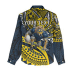 Personalised North Queensland Cowboys Women Casual Shirt Polynesian Tribal Art Style With Powerful Blue Heeler Mascot