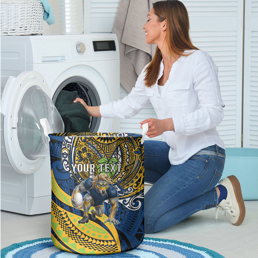 Personalised Parramatta Eels Laundry Basket Polynesian Tribal Art Style With Muscular Eel Mascot