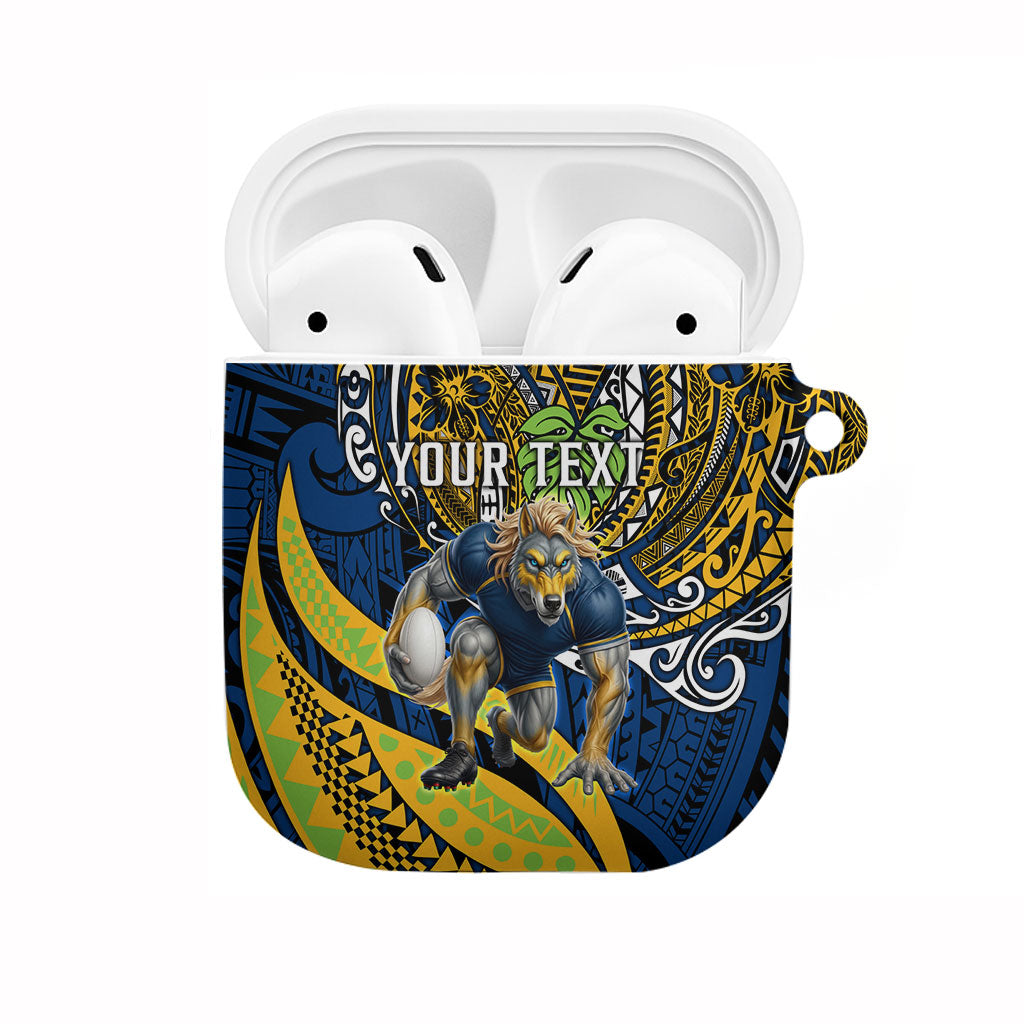 Personalised Parramatta Eels AirPods Case Polynesian Tribal Art Style With Muscular Eel Mascot