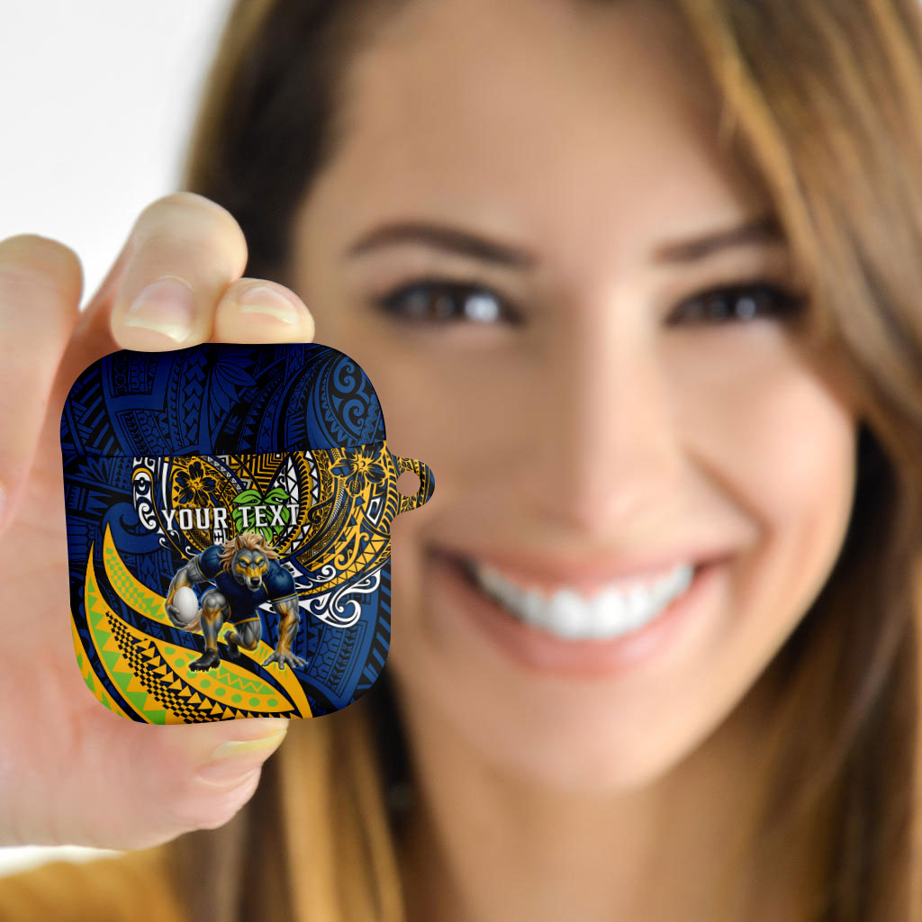 Personalised Parramatta Eels AirPods Case Polynesian Tribal Art Style With Muscular Eel Mascot
