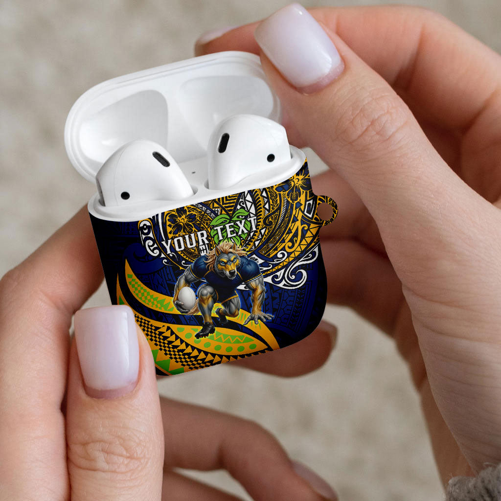 Personalised Parramatta Eels AirPods Case Polynesian Tribal Art Style With Muscular Eel Mascot