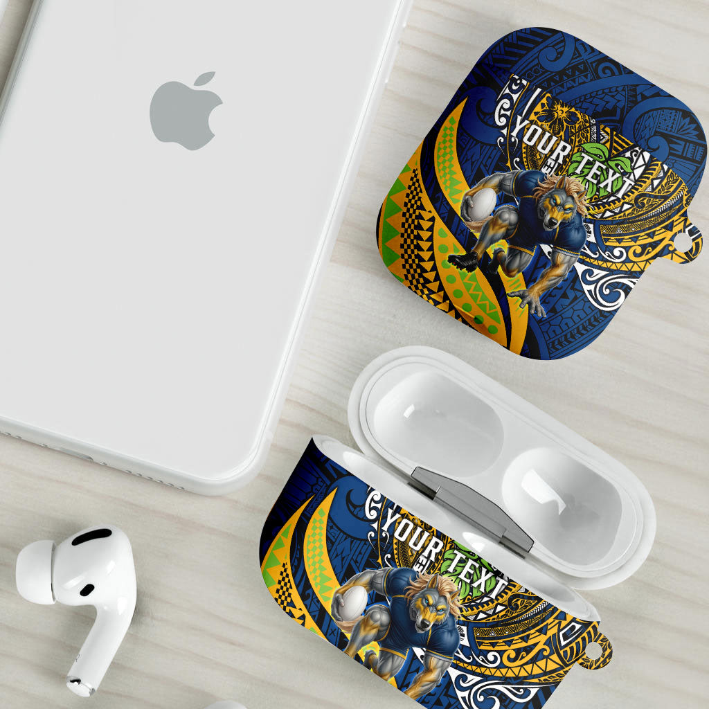 Personalised Parramatta Eels AirPods Case Polynesian Tribal Art Style With Muscular Eel Mascot