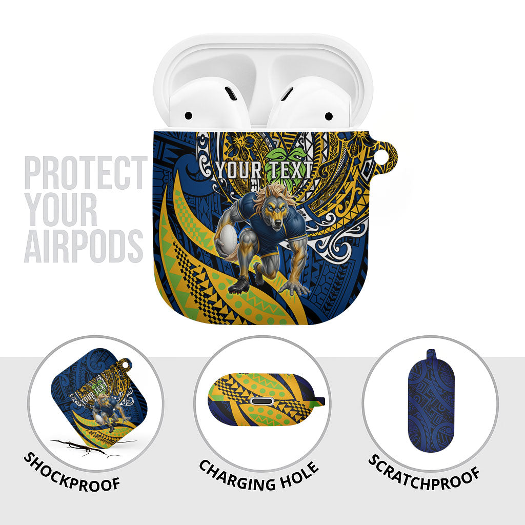 Personalised Parramatta Eels AirPods Case Polynesian Tribal Art Style With Muscular Eel Mascot