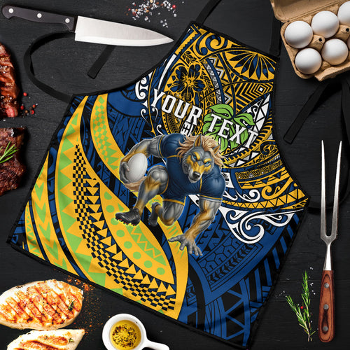 Personalised Parramatta Eels Apron Polynesian Tribal Art Style With Muscular Eel Mascot