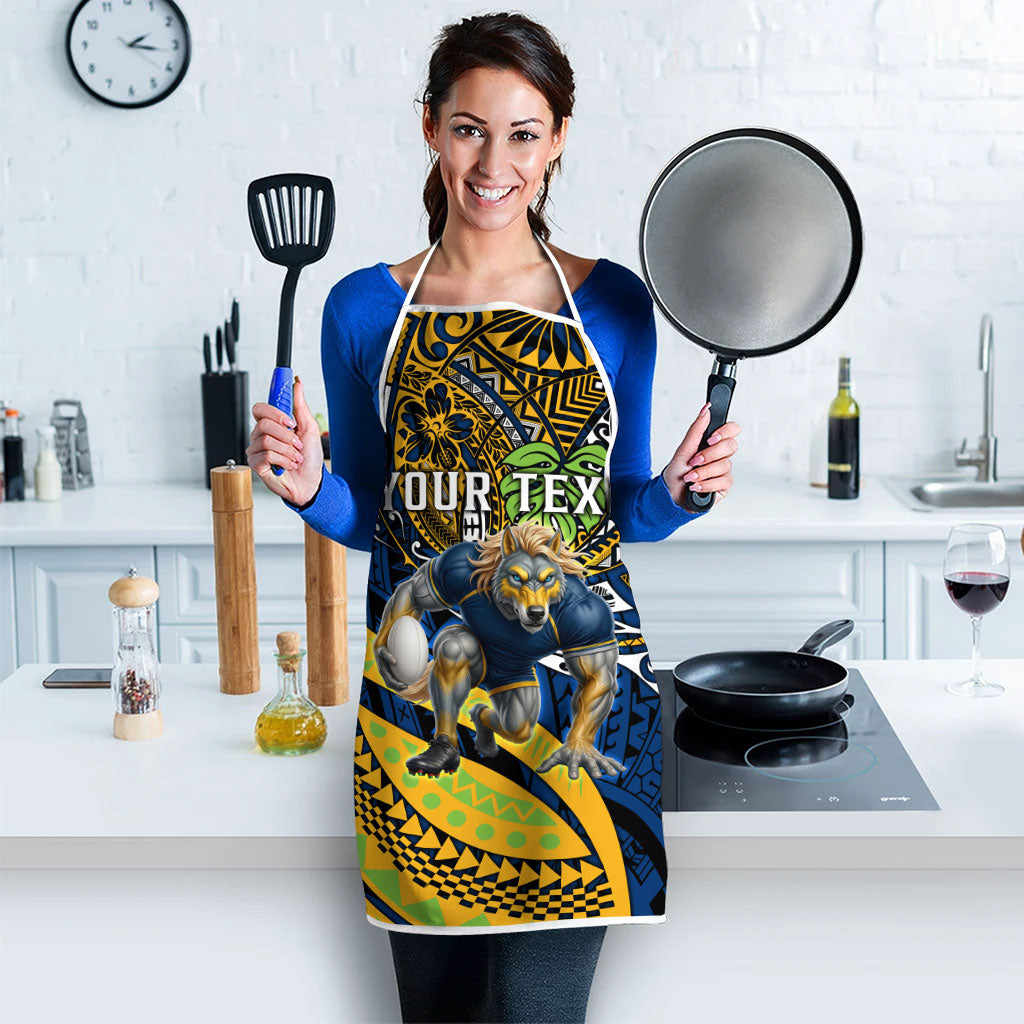 Personalised Parramatta Eels Apron Polynesian Tribal Art Style With Muscular Eel Mascot