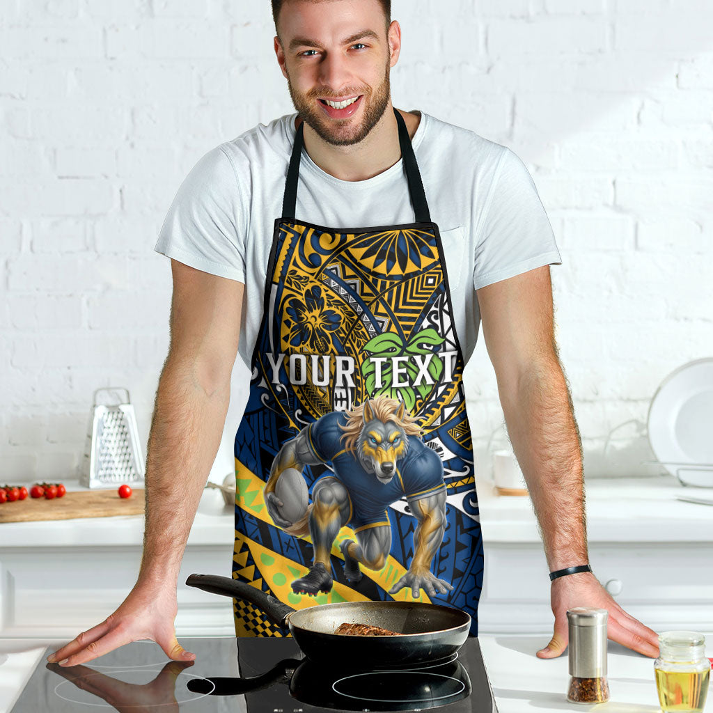 Personalised Parramatta Eels Apron Polynesian Tribal Art Style With Muscular Eel Mascot