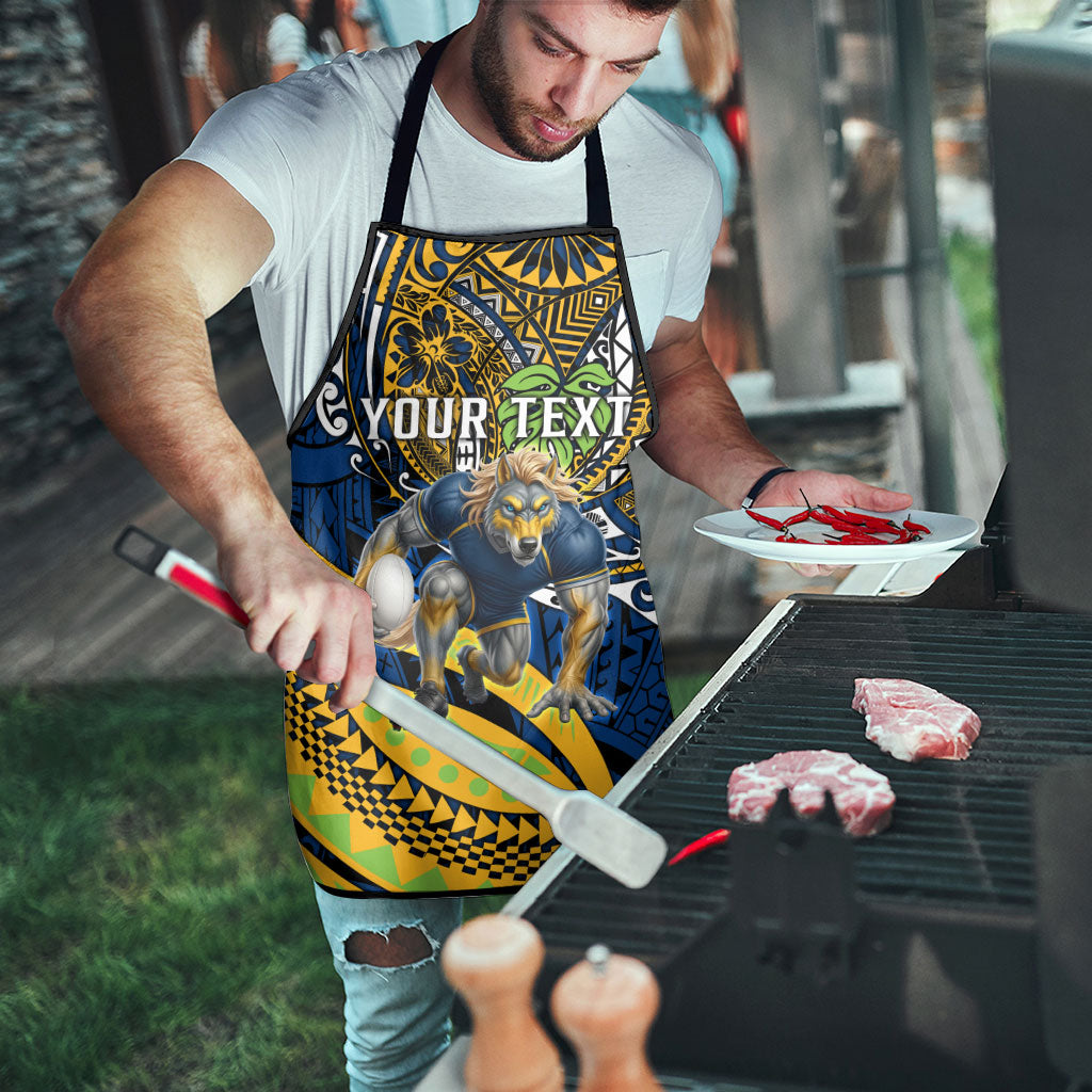 Personalised Parramatta Eels Apron Polynesian Tribal Art Style With Muscular Eel Mascot