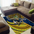 Personalised Parramatta Eels Area Rug Polynesian Tribal Art Style With Muscular Eel Mascot