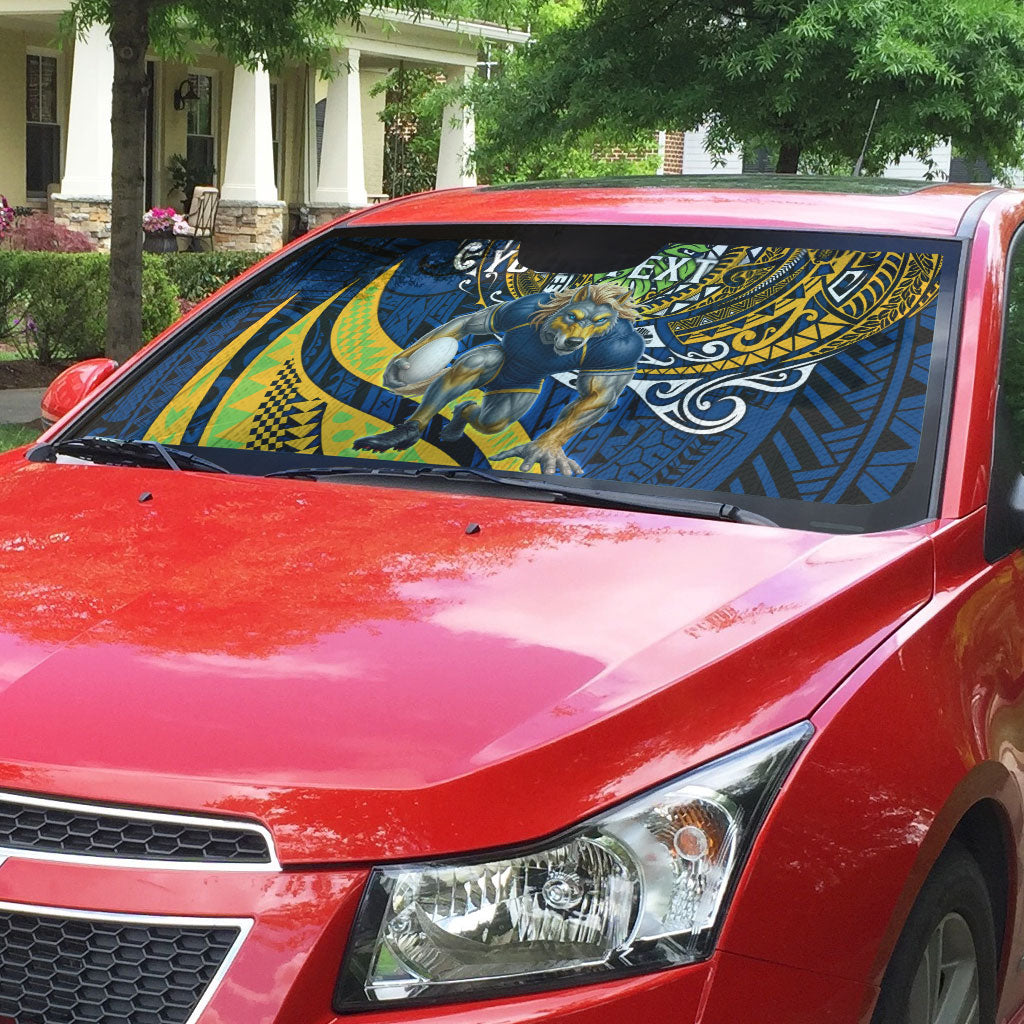 Personalised Parramatta Eels Auto Sun Shade Polynesian Tribal Art Style With Muscular Eel Mascot
