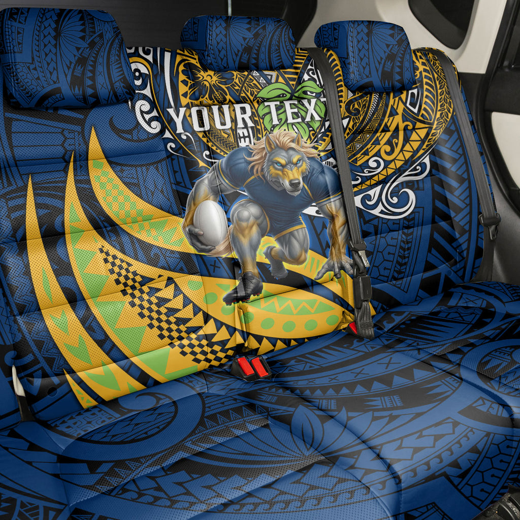 Personalised Parramatta Eels Back Car Seat Cover Polynesian Tribal Art Style With Muscular Eel Mascot