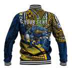 Personalised Parramatta Eels Baseball Jacket Polynesian Tribal Art Style With Muscular Eel Mascot