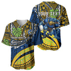 Personalised Parramatta Eels Baseball Jersey Polynesian Tribal Art Style With Muscular Eel Mascot
