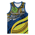 Personalised Parramatta Eels Basketball Jersey Polynesian Tribal Art Style With Muscular Eel Mascot