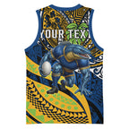 Personalised Parramatta Eels Basketball Jersey Polynesian Tribal Art Style With Muscular Eel Mascot