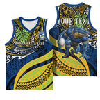 Personalised Parramatta Eels Basketball Jersey Polynesian Tribal Art Style With Muscular Eel Mascot