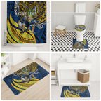 Personalised Parramatta Eels Bathroom Set Polynesian Tribal Art Style With Muscular Eel Mascot