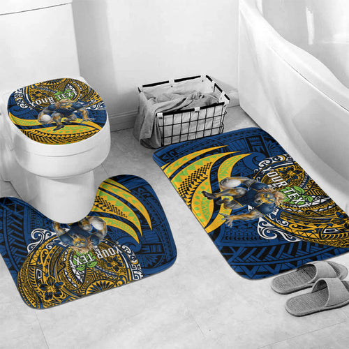 Personalised Parramatta Eels Bathroom Set Polynesian Tribal Art Style With Muscular Eel Mascot