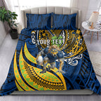 Personalised Parramatta Eels Bedding Set Polynesian Tribal Art Style With Muscular Eel Mascot