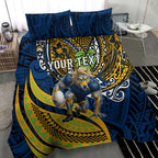 Personalised Parramatta Eels Bedding Set Polynesian Tribal Art Style With Muscular Eel Mascot